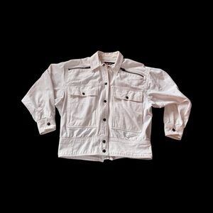 Vintage 80s Andy Johns Denim Jacket Cream Color Size Medium